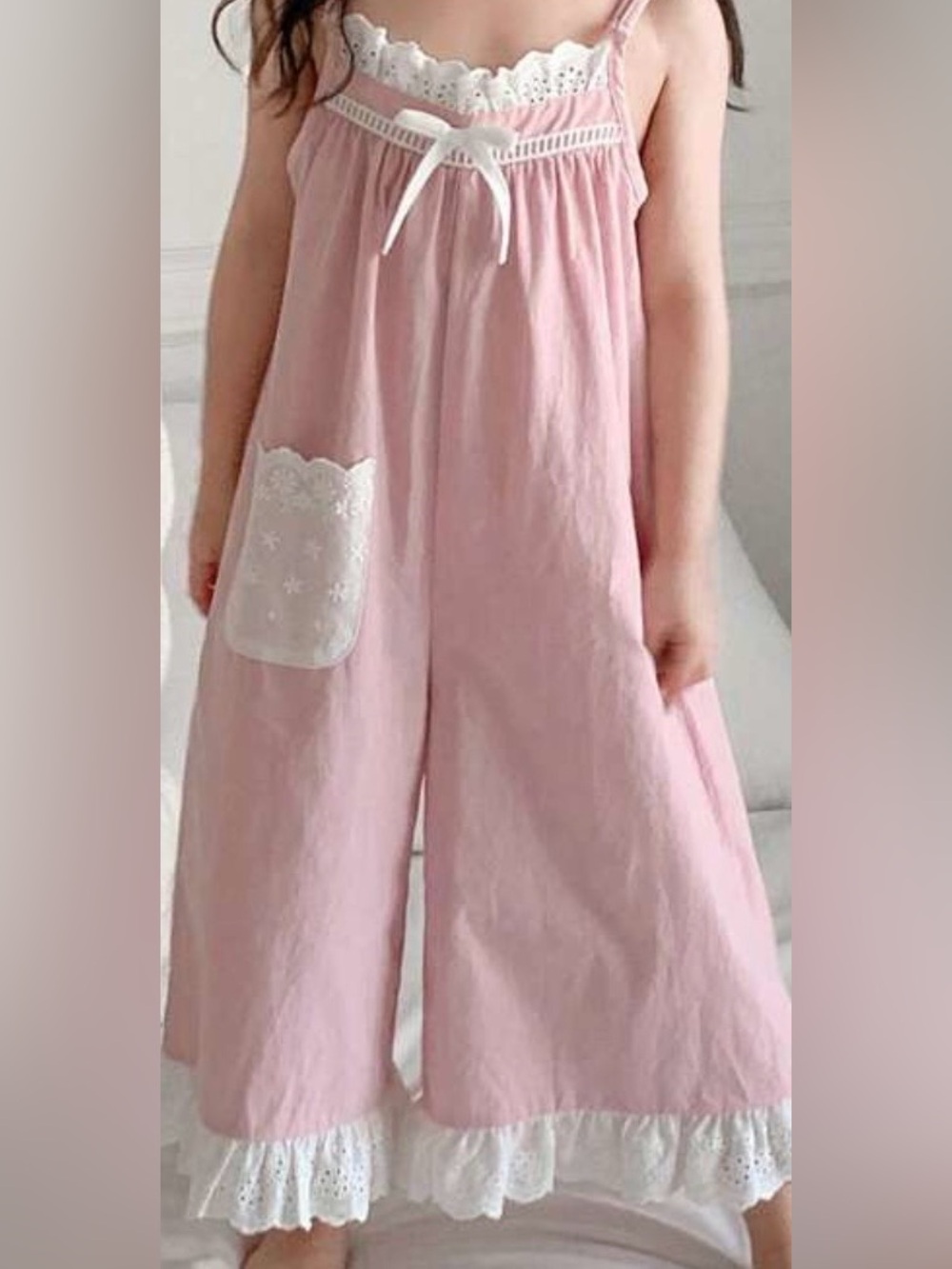 Girls Pink 100%Cotton jumpsuit